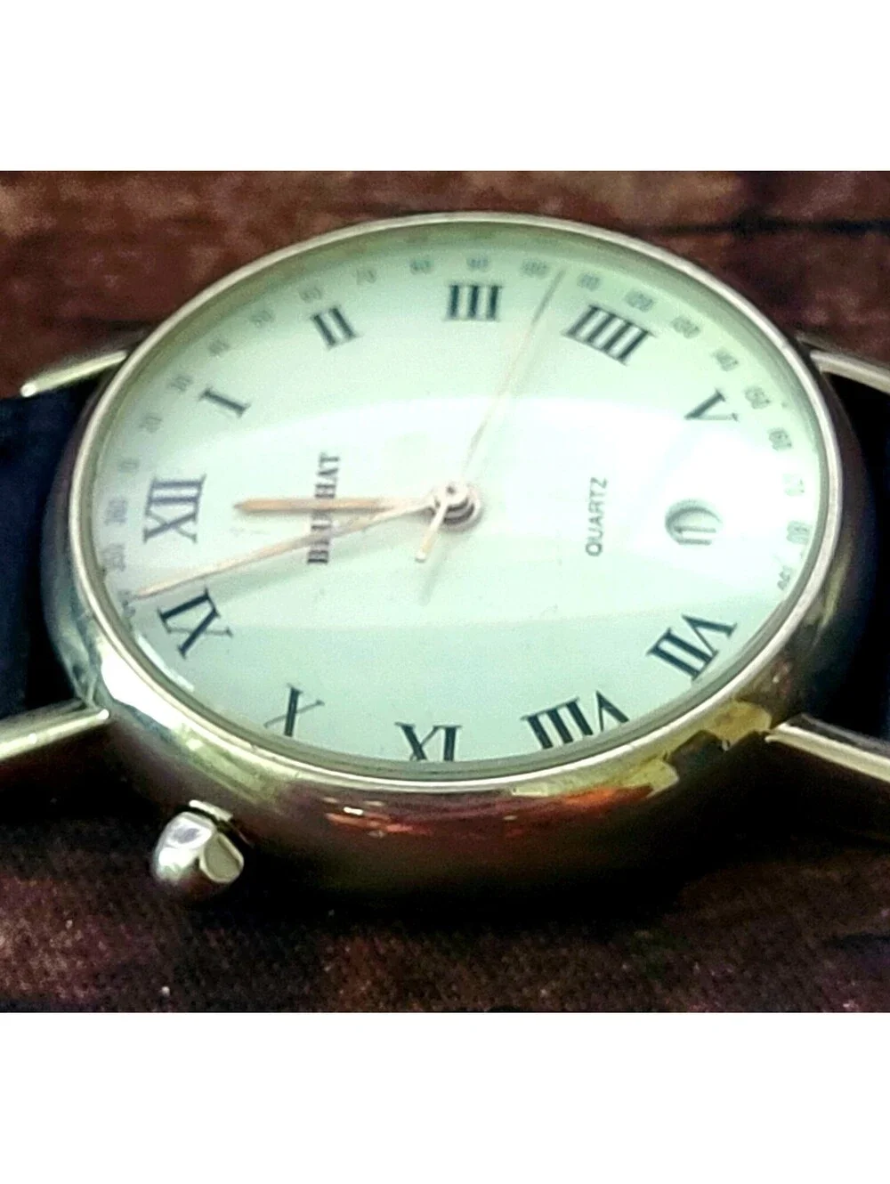 Rare Beuchat Entract French 10 Oclock Crown Roman Dial Watch
